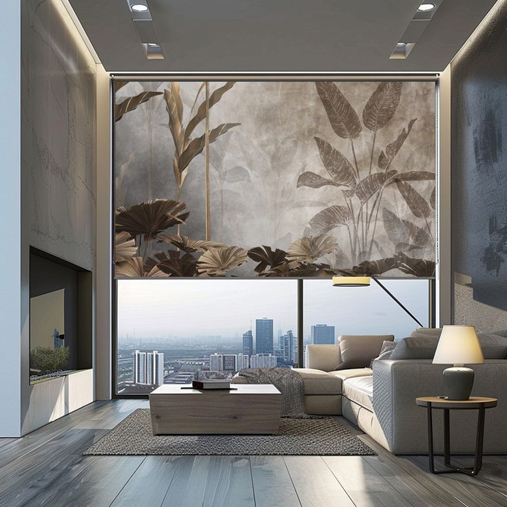 Nature Leaf Print Roller Blinds City View